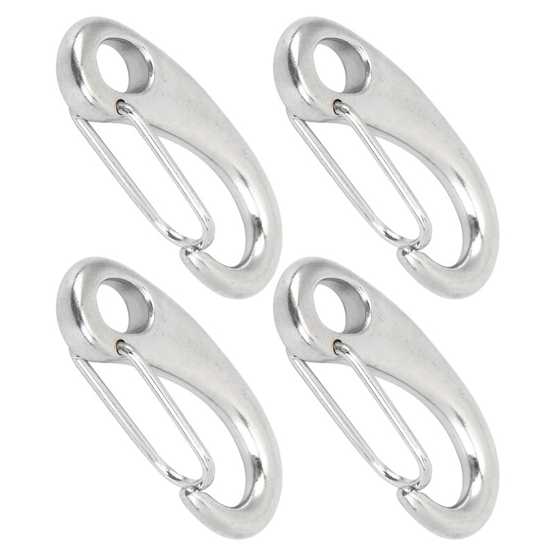 4pcs 100mm Heavy Duty Snap Rope Hook Stainless Steel Spring