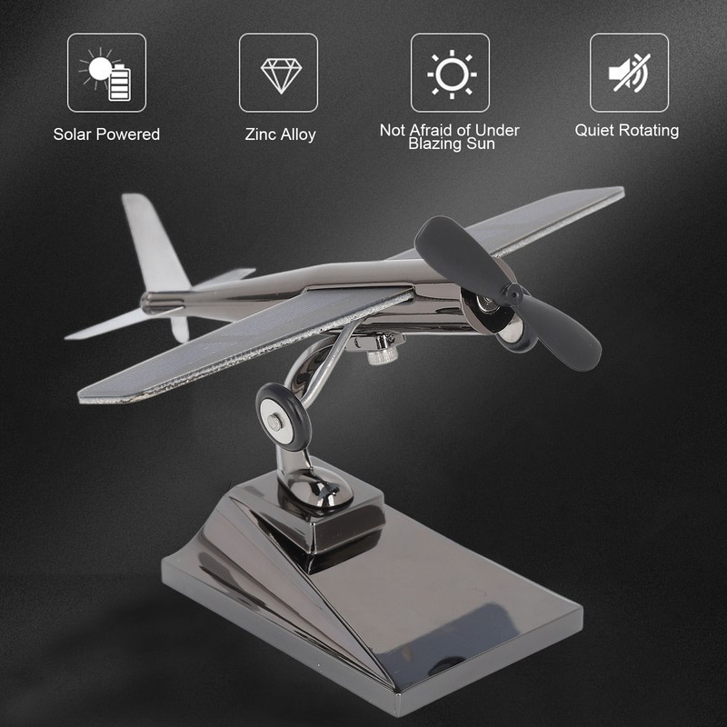 Solar Airplane Rotating Propellers Zinc Alloy Plastic Easy Assembly Solar