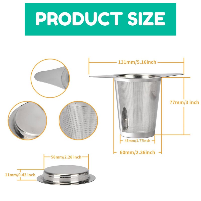 RIKONDA Universal Tea Infuser with Lid - Stainless Steel Loose