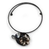 Avalaya Black Shell Component, Acrylic Bead Floral Pendant Flex Wire