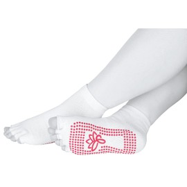 Piarini 1 Pair of Short Open Toe Socks - ABS Cotton Socks - Yoga Socks with Open Toe - Pilates Socks Fitness, White