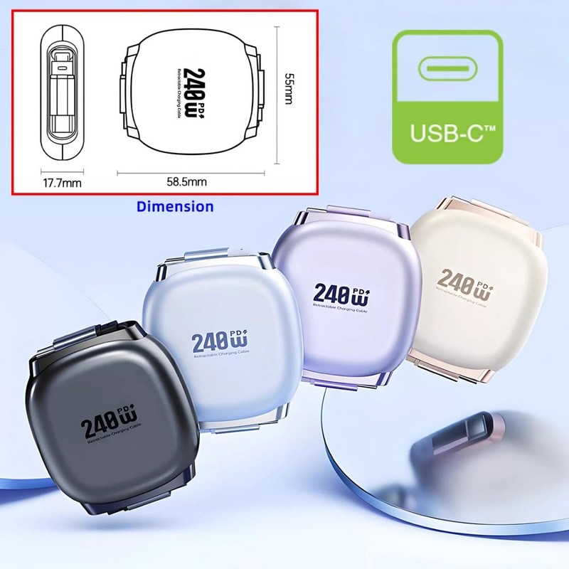 chenyang USB C Retractable Charging Cable, 4 Fixed Lengths USB