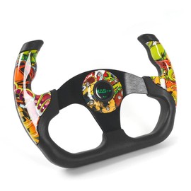 RASTP - Volante universal de carreras, 12.8 pulgadas/325 mm con patrón de graffiti Sim Racing (color amarillo)