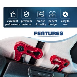 Freedom Top L-Shaped Roof Latches - Freedom Panel Latch Hardtop Roof Removal Switch Handle - Latches Screws for Jeep Wrangler JK JKU 2007-2018 (Set of 4) (Red)