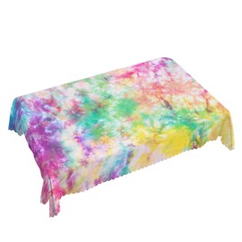 Walmsco Tablecloth Colorful Tie Dye Decor For Dining Room Kitchen Rectangular Table Cover 132 * 178cm