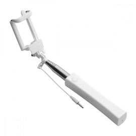 PARENCE. - Universal selfie stick for smartphone/photo button/jack plug - 1 metre length unfolded, white colour