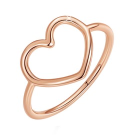 MUNDELL Sterling Silver 925 Simple Minimalist Heart Finger Rings for Women Wedding Engagement Statement Jewelry (rose golden heart, 8)