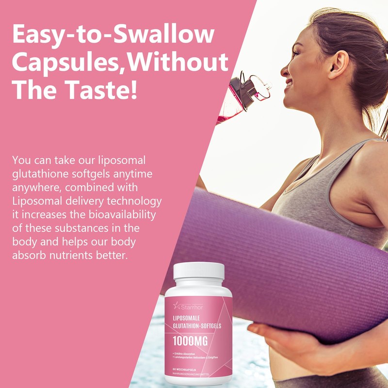 Liposomal Glutathione Soft Capsules, Highly Effective Glutathione Supplement 1000 mg
