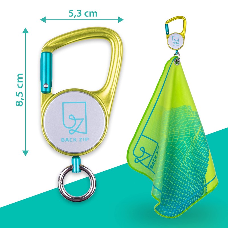 back zip Keenon Sports Microfibre Towel with Carabiner Roll -