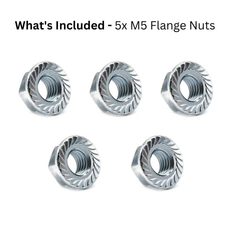 M5 Serrated Flange Hex Nuts - 5mm Steel (5 Pack)