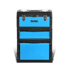 âDNA MOTORING TOOLS-00224 â19.5" x 28.5" x 12" 3-Tier Stackable Separate Hand Case Tool Boxes Trolley, 3-in-1 Storage Compartments, Blue