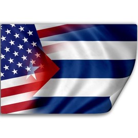 Sticker (Decal) with Flag of Cuba and USA (Cuban)
