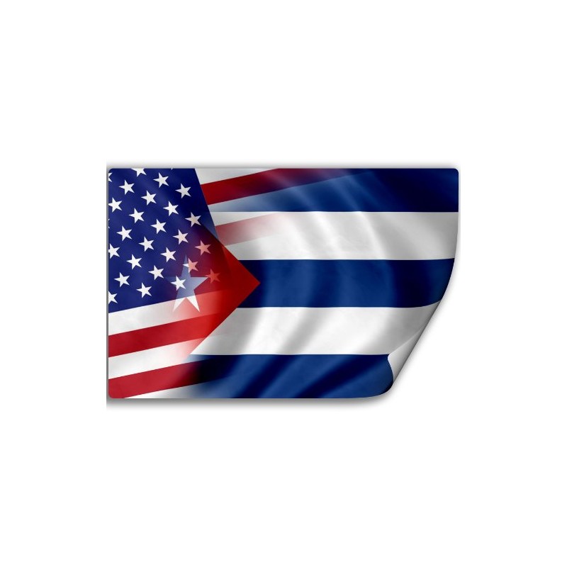 Sticker (Decal) with Flag of Cuba and USA (Cuban)