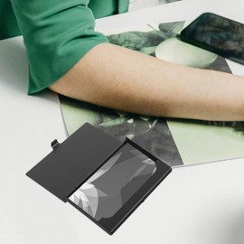 DIYEAH Rhinestone Business Card Holder Box Bling Metal Business Card Storage Case Pocket Credit Card Holder Office Cards Organizer Black