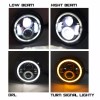 Unbranded Pair 130W Black 7" Round Led Headlights for Jeep
