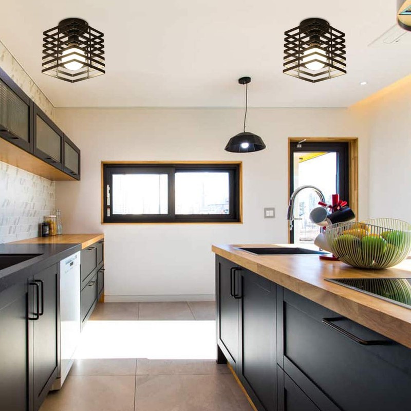 iDEGU Industrial Ceiling Light Cage Chandelier Metal Iron Light for