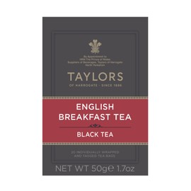 Taylors of Harrogate English Breakfast, Black Tea, Individually Wrapped Bags, 20 Count (Pack of 6), Rich, Bright & Malty, Caffeinated, Enjoy Hot or Iced, 120 Teabags