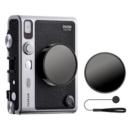 MUZIRI KINOKOO Lens Cap for Fuji Instax Mini EVO Instant Camera, Premium Plastic Mini EVO Lens Cover in Flocking Internal with Anti-Loss Rope - Black
