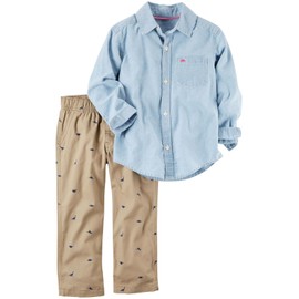 Carter's baby-boys 2 Pc Playwear Sets 229g388, Denim, Newborn