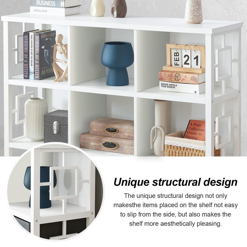 HOMISSUE 6 Cube Storage Organizer Shelf, Rustic Short Bookshelf with