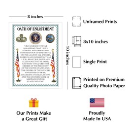 Oath Of Enlistment - U.S Military Patriotic Wall Art, This Motivational Wall Decor Poster Is An Ideal Inspirational Art For Home Decor, Bedroom Decor, Boys Room Decor, or 4th Of July, Unframed - 8x10