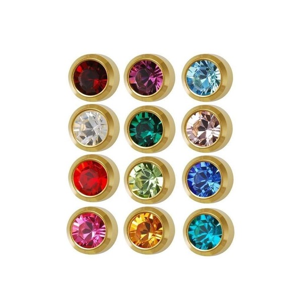 Caflon Ear Piercing Bezel Earrings Studs 4mm Assorted Colors Gold