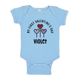 TATY Kids My First Valentine's Day Violet Baby Infant One Piece Bodysuit 24 Months Light Blue