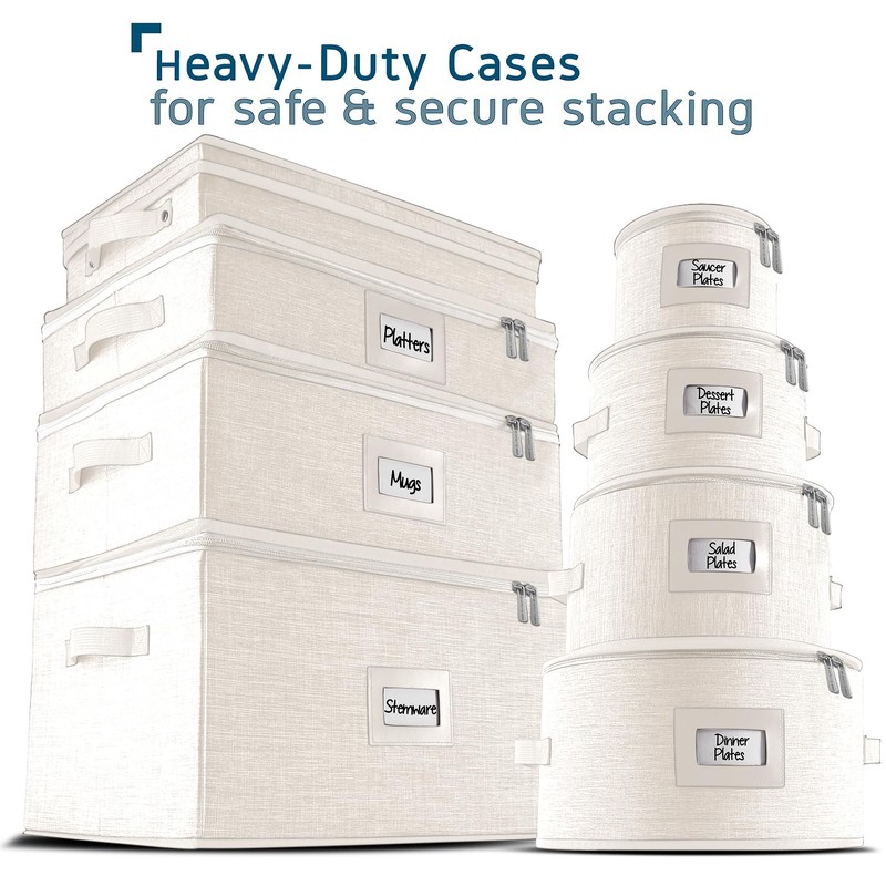 Fine China Storage Containers Hard Shell, 4 Piece Dish Storage