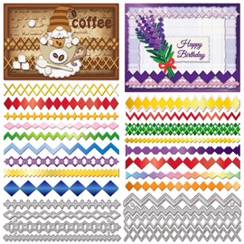 GLOBLELAND Diamond Border Metal Die Cuts Rainbow Frame Metal Cutting Die Edge Border Background Cutting Dies for DIY Scrapbooking Photo Album Decorative Embossing Paper Card