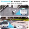 Floor Scrub Brush with Long Handle, Heavy-Duty Stiff Bristles, V-Shape