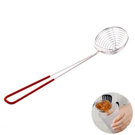 Stainless Steel Wire Skimmer Spoon-Strainer Spider Skimmer Spoons for Kitchen, Kitchen Mesh Spoon with Long Handle for Cooking Non-Stick Mesh Skimmers Spoons (S)