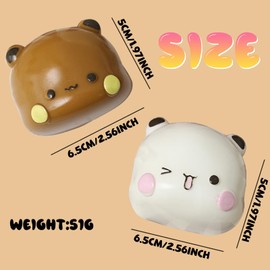YOKUSHI 2Pcs Bubu Dudu Taba Squishy Animal Fidget Toys, Cute Kawaii Squishies Pinch Family Squeeze Sensory Toy