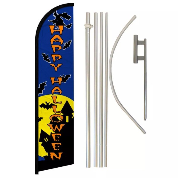 Unbranded Happy Halloween Full Curve Windless Swooper Flag Pole Kit