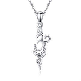 JERWLI Om Symbol Necklace 925 Sterling Silver Breathe Symbol Necklace Om Breath Pendant Breathing Necklace Breathlace Jewelry For Wome Female