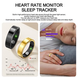 CNBRO Smart Rings Ultra Thin Health Ring Heart Rate Sleep Rings Remote Control Scrolling Ring Scroller Step Counter Waterproof Smart Rings for Android & iOS Phones