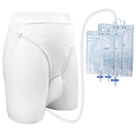 Wearable Urinal for Men,Protable Male Urine Collection Bag，Reusable Silicone Urine Bag，Urinary Drainage Bag System,Elderly Urinal with Urine Bags(2000 ML*1+1000 ML*2) for Bedridden Patients