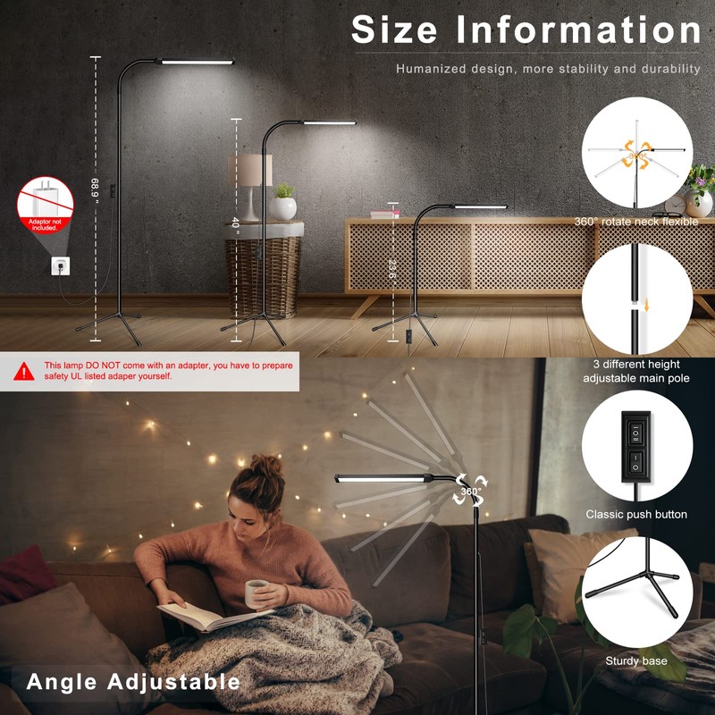 EBEST Led Floor Lamp for Eyelash Extensions Craft Task Lamps