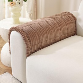 OstepDecor Couch Arm Cover, Non Slip Arm Chair Cover, Headrest Backrest Armrest Covers for Dogs Cats Pet Loveseat Recliner Leather L Shaped Sofa (27.6" x 27.6", Brown)