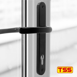 TSS UPVC Door Handles Set with Blank External (Dummy) - Lever/Lever - 92mm PZ (Centres) - 210mm Screw to Screw - Backplate 244mm X 34mm Replacement Dummy UPVC Door Handles (Black)
