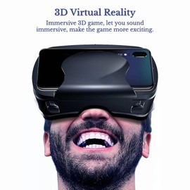 Yoidesu Auriculares VRG Pro 3D VR, Auriculares Universales VR 3D para Teléfono, Parche Ocular Extraíble, Soporte para Miopes, Gafas Universales de Realidad Virtual para TV, Películas,