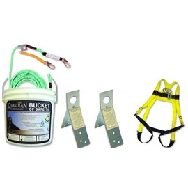 Guardian Fall Protection 00830 BOS-R25 Bucket of Safe-Tie with 2 Reusable Anchors, 25-Foot Vertical Lifeline Assembly and HUV