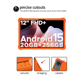 for DOOGEE T36(2025) Android 15 Tablet 12 Inch Tablet Case,BOVUGAC Soft Silicone Adjustable Stand Shockproof Kids Friendly for DOOGEE T36(2025) 12" Tablet(Orange)