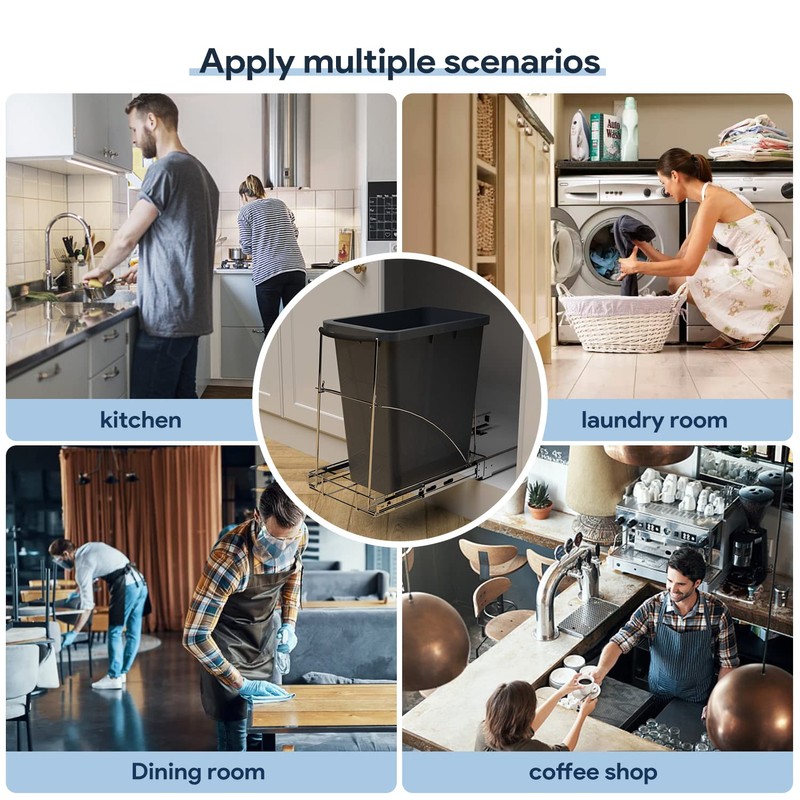 Tanamu Pull Out Trash Can Under Cabinet，Under Sink Slide Out