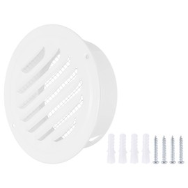 PATIKIL 5" Round Air Vent Cover, Stainless Steel Louvered Wall Inlet Outlet Grill Screen Mesh Ducting Soffit Vent with Screws for Ventilation, White