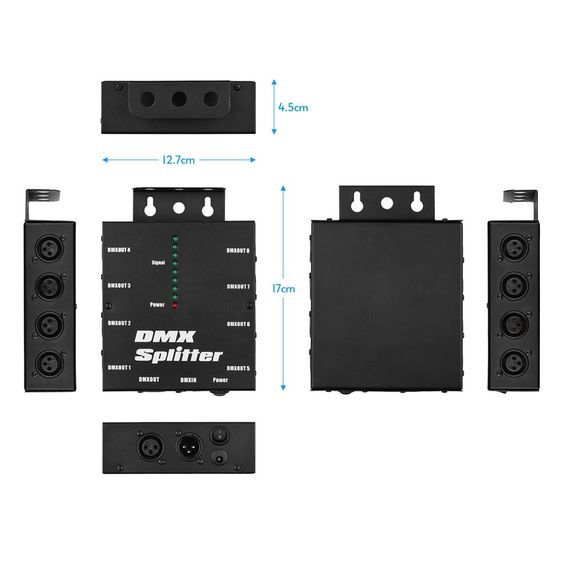 Signal Splitter 1 Way in 8 Channel Output Signal Splitter