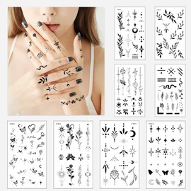 Temporary Tattoos Hands Face Black Tiny Temporary Tattoo Temporary Tattoos For Women Men Flower Moon Designs On Arm Neck Shoulder Waterproof