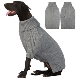 IECOii Extra Large Dog Sweater 4XL,Thermal Warm Dog Sweaters for Giant Breed Dogs,Turtleneck Knitted Knitwear for Pet Winter,Stretchy&Easy On Doggy Sweatshirt for Doberman,Great Dane(Light Grey,XXXXL)