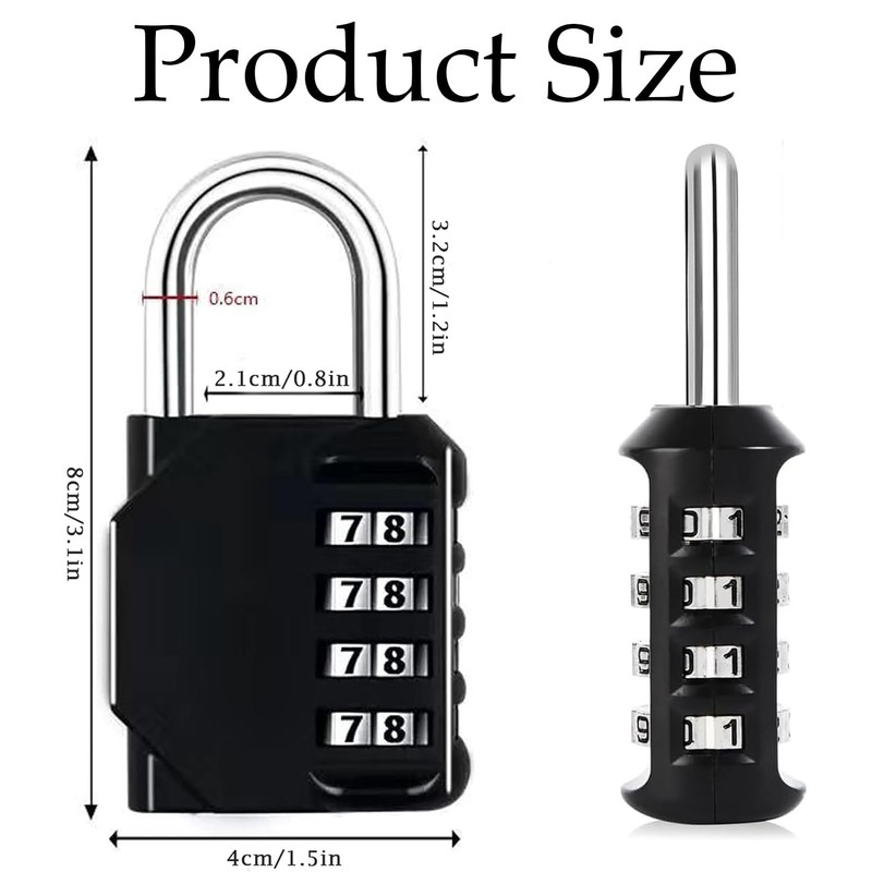 Padlock with Code, 4 Digit Combination Lock for Locker, Outdoor