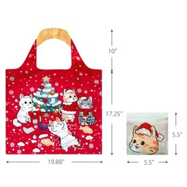 Wrapables Unisex's Holiday Allybag Collection Reusable Shopping Bag, Christmas Kitties Red, One Size
