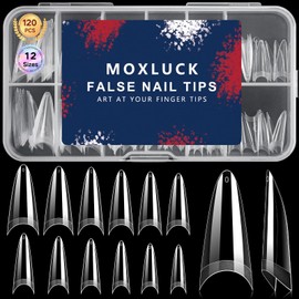Moxluck Stiletto Nail Tips,Soft Gel Almond Half Cover False Nails Clear Acrylic Press on Nails 120Pcs,Soft Gel Nail Tips Extension False Tips for Nail Salons and DIY Nail Tips Art at Home